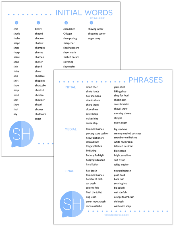 Initial and Final SH words