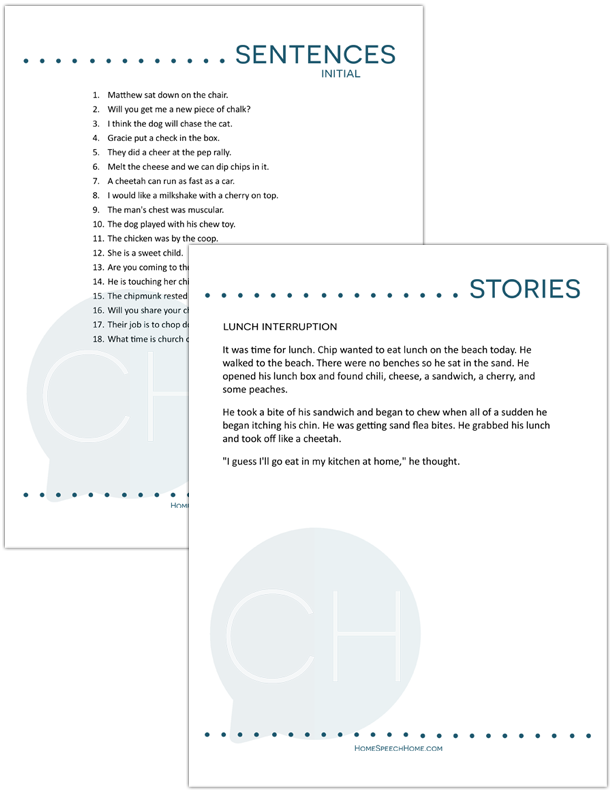 Printable Speech Therapy Flashcards for Kids & Adults - CH Sound ...