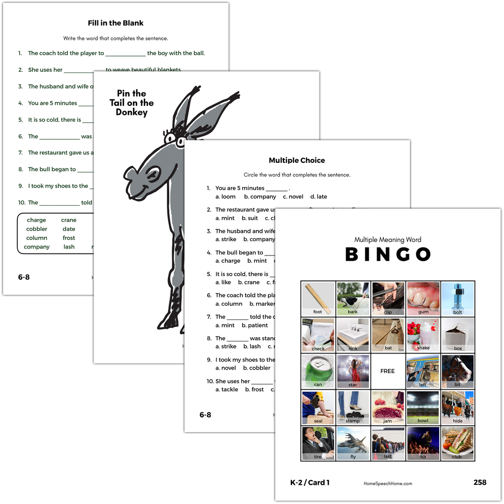 Multiple Meaning Words K5 Pack HomeSpeechHome