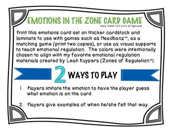 Emotions in the Zone Game